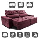 Ver imagem 3 de Sofá Retrátil e Reclinável 2,35m Cama inBox Big Star com SoftGel D40 Velupluma Vinho