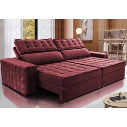 Sofá Retrátil e Reclinável 2,35m Cama inBox Big Star com SoftGel D40 Velupluma Vinho - 1