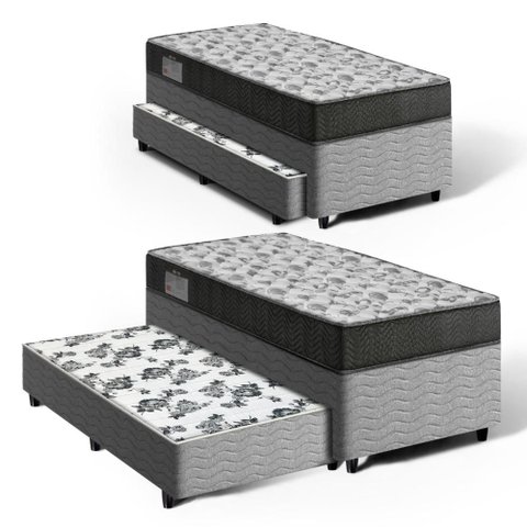 Cama Box com Colchão de Espuma D33 Ortobom ISO 100 + Auxiliar de Molas Unique Solteiro 88cm