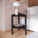 Ver imagem 1 de Mesa Lateral Orgânica 44,6cm com Prateleira e Pés em Madeira Cor:nero