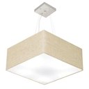 Ver imagem 1 de Lustre Pendente Quadrado Md-4071 Cúpula em Tecido 30/70x70cm Rustico Bege - Bivolt