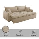 Ver mais imagens de Sofá Cama Linho em Madeira Eucalipto 240cm Braço 20cm Arizona Meu Sofá Online