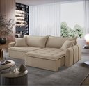 Ver imagem 1 de Sofá Cama Linho em Madeira Eucalipto 240cm Braço 20cm Arizona Meu Sofá Online