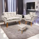 Ver imagem 1 de Kit Namoradeira Poltrona e Puff Decorativo para Sala Manicure Consultório Alice Suede