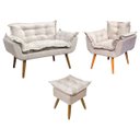 Ver imagem 2 de Kit Namoradeira Poltrona e Puff Decorativo para Sala Manicure Consultório Alice Suede