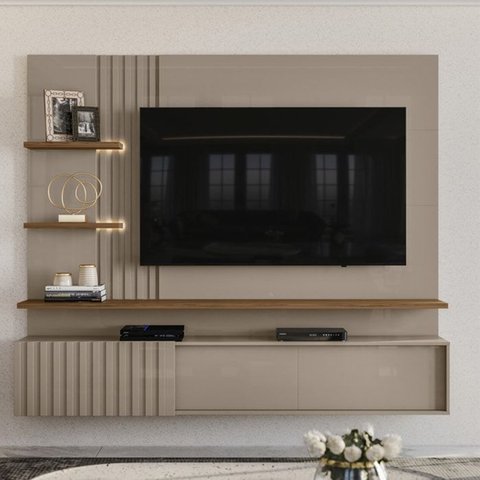 Painel Suspenso Tv 65 Pol 3p 200 Cm Atena Fend Naturale Madetec
