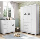 Ver imagem 1 de Conjunto Infantil Guarda Roupa e Cômoda Duda 100% Mdf Branco Brilho - Sallar Home