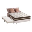 Ver imagem 1 de Cama Box c/Auxiliar Casal: Colchão Anjos Superlastic Classic Marrom + Base CRC Courano Branco(138x18