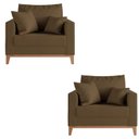 Ver imagem 4 de Kit 02 Poltrona Decorativa Beny Pés Base em Madeira Suede Cor:marrom