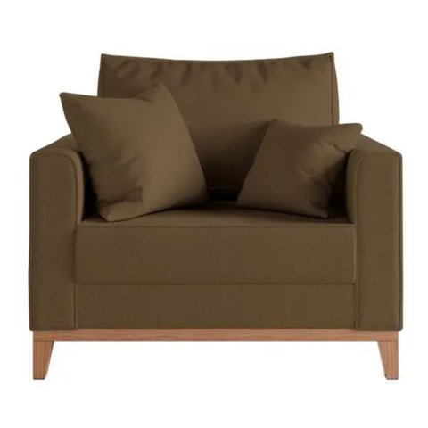 Kit 02 Poltrona Decorativa Beny Pés Base em Madeira Suede Cor:marrom