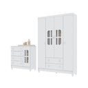 Ver imagem 3 de Quarto de Bebê Gabrielle Guarda Roupa 4 Portas com Gavetas Cômoda Infantil 4 Gavetas com Porta