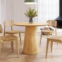 Ver imagem 3 de Mesa de Jantar Redonda 100cm Scandi 4 Lugares Lamina Natural de Madeira Damasco