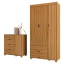 Ver imagem 1 de Guarda Roupa Solteiro 3 Portas Comoda 4 Gavetas Mdf Bela Nature Off Decmade