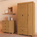 Ver imagem 2 de Guarda Roupa Solteiro 3 Portas Comoda 4 Gavetas Mdf Bela Nature Off Decmade