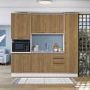 Ver imagem 1 de Cozinha Compacta com Kit Forno Celeste Kappesberg 100% Mdf Branco/nogueira 240cm