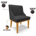 Ver imagem 3 de Kit 6 Cadeiras Estofadas Sala de Jantar Base Fixa de Madeira Castanho Lia Sintético Preto - Ibiza