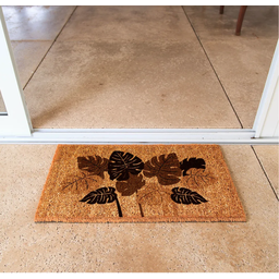 Capacho Retangular Fibra de Coco Base Pvc 60x33cm - Komeco Folhagem Marrom - 2