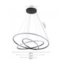 Ver imagem 3 de Pendente Led 3 Anéis 80cm Preto Hall Sala Mesa Bancada Gourmet