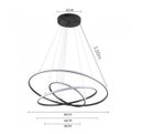 Ver imagem 3 de Pendente Led 3 Anéis 80cm Preto Hall Sala Mesa Bancada Gourmet
