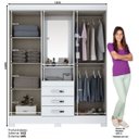 Ver imagem 4 de Guarda-Roupa Casal Catedral 4 Portas 3 Gavetas Branco/Rosa - Bci Móveis