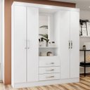 Ver imagem 1 de Guarda-Roupa Casal Catedral 4 Portas 3 Gavetas Branco/Rosa - Bci Móveis