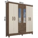 Ver imagem 4 de Guarda-Roupa Casal Real 6 Portas 2 Gavetas com Espelho Mocaccino Rústico/Natura Off-White - Atualle
