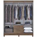 Ver imagem 3 de Guarda-Roupa Casal Real 6 Portas 2 Gavetas com Espelho Mocaccino Rústico/Natura Off-White - Atualle