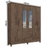 Guarda-Roupa Casal Real 6 Portas 2 Gavetas com Espelho Mocaccino Rústico - Atualle Móveis - 4