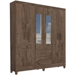 Guarda-Roupa Casal Real 6 Portas 2 Gavetas com Espelho Mocaccino Rústico - Atualle Móveis - 2