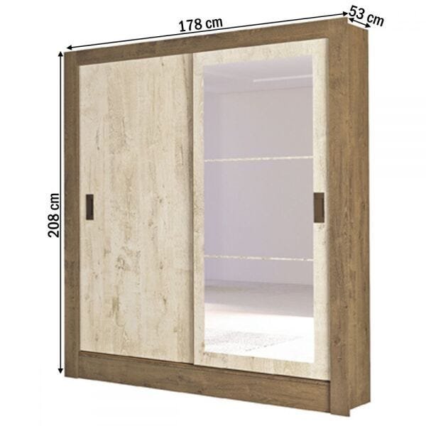 Guarda-roupa Casal Bavaria 2 Portas 2 Gavetas Flex Mocaccino/3d