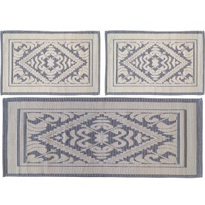 Kit Tapetes Passadeira para Cozinha 3 Cinza Comfy