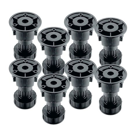 Kit 08 Pé Nivelador Plástico para Móveis 80mm (160 Kg) Preto Hafele 01 Unidade