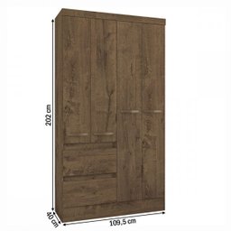 Guarda-roupa Solteiro Maragogi 4 Portas 2 Gavetas Mocaccino Rústico - Atualle Móveis - 4 Guarda-roupa Solteiro Maragogi 4 Portas 2 Gavetas Mocaccino Rústico - Atualle Móveis - 4