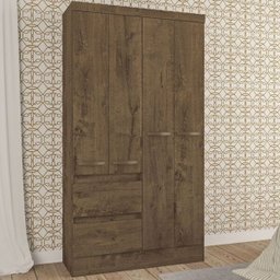 Guarda-roupa Solteiro Maragogi 4 Portas 2 Gavetas Mocaccino Rústico - Atualle Móveis - 1 Guarda-roupa Solteiro Maragogi 4 Portas 2 Gavetas Mocaccino Rústico - Atualle Móveis - 1