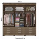 Ver imagem 3 de Guarda-roupa Casal Vila Velha 6 Portas 9 Gavetas Mocaccino Rústico - Atualle Móveis