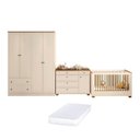 Ver imagem 2 de Quarto de Bebê com Berço, Colchão, Cômoda e Guarda-Roupa Baby Ananda Casatema MadeiraOriginals Bege