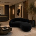 Ver imagem 3 de Sofá Zah 240 cm 4 Lugares Luxo Orgânico Curvo Bouclé Premium:Veludo Preto