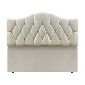 Cabeceira Cama Casal Botões Provençal Creme Suede com Pés 120cm Altura Rbl