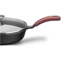 Frigideira Ferro Fundido com Tampa de Vidro Forno Fogão N.28 /3,1l Cabo Silicone Mta - 2