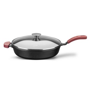 Frigideira Ferro Fundido com Tampa de Vidro Forno Fogão N.28 /3,1l Cabo Silicone Mta