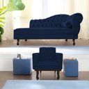 Ver imagem 1 de Kit Diva Recamier Juliana 140cm Lado Esquerdo e 01 Poltrona Classic Suede Azul Marinho - Amarena