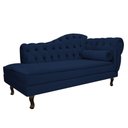Ver imagem 3 de Kit Diva Recamier Juliana 140cm Lado Esquerdo e 01 Poltrona Classic Suede Azul Marinho - Amarena