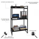 Ver imagem 4 de Estante para Livros 3 Prateleiras Kuadra ônix - Compace