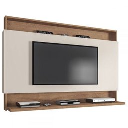Painel para TV até 50 Polegadas Madri 1 Prateleira Canelato Rústico/3D Natura Off White - Atualle Mó - 2