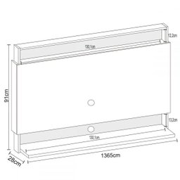 Painel para TV até 50 Polegadas Madri 1 Prateleira Canelato Rústico/3D Natura Off White - Atualle Mó - 3
