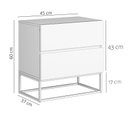 Ver imagem 4 de Mesa de Cabeceira Lateral Off White Pés Ferro Eros 45cm 2 Gavetas Puxador Cava Luxo Pé Dourado