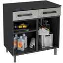 Ver imagem 2 de Armário de Cozinha em Aço Multibox 2 Portas 2 Gavetas Cinza/preto - Telasul