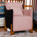 Ver mais imagens de Poltrona Heloisa Pés Madeira Composê Veludo C/ Corino Preto Cor:rosa