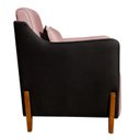 Ver imagem 3 de Poltrona Heloisa Pés Madeira Composê Veludo C/ Corino Preto Cor:rosa