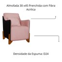 Ver imagem 5 de Poltrona Heloisa Pés Madeira Composê Veludo C/ Corino Preto Cor:rosa